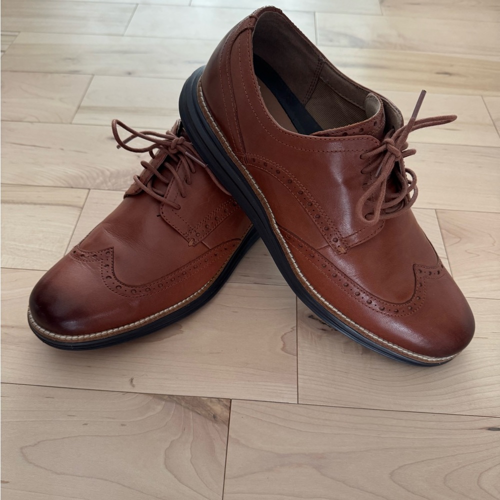 Cole Haan Chestnut Leather Wingtip Oxfords